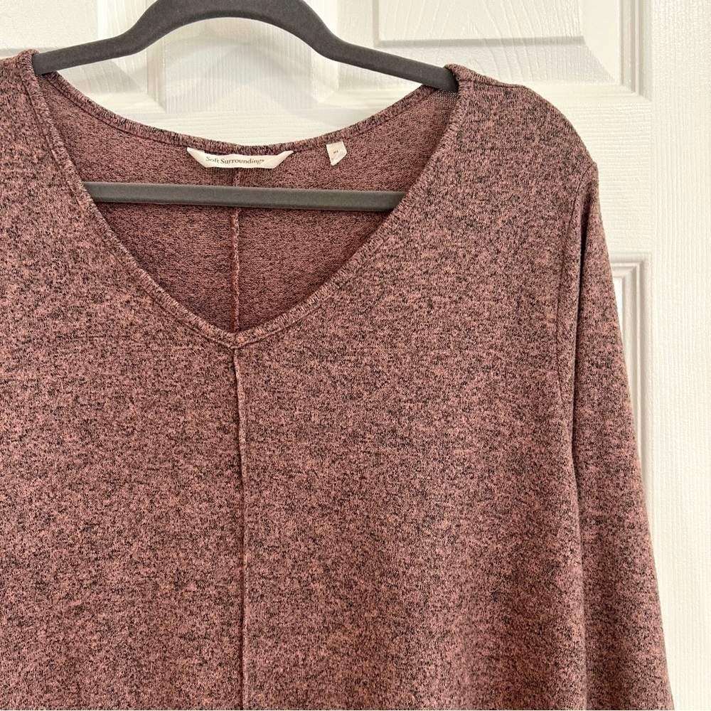 Soft Surroundings Tunic Long Sleeve V-Neck Shirt XL Comfy Heathered Pink Boho - Picture 3 of 8